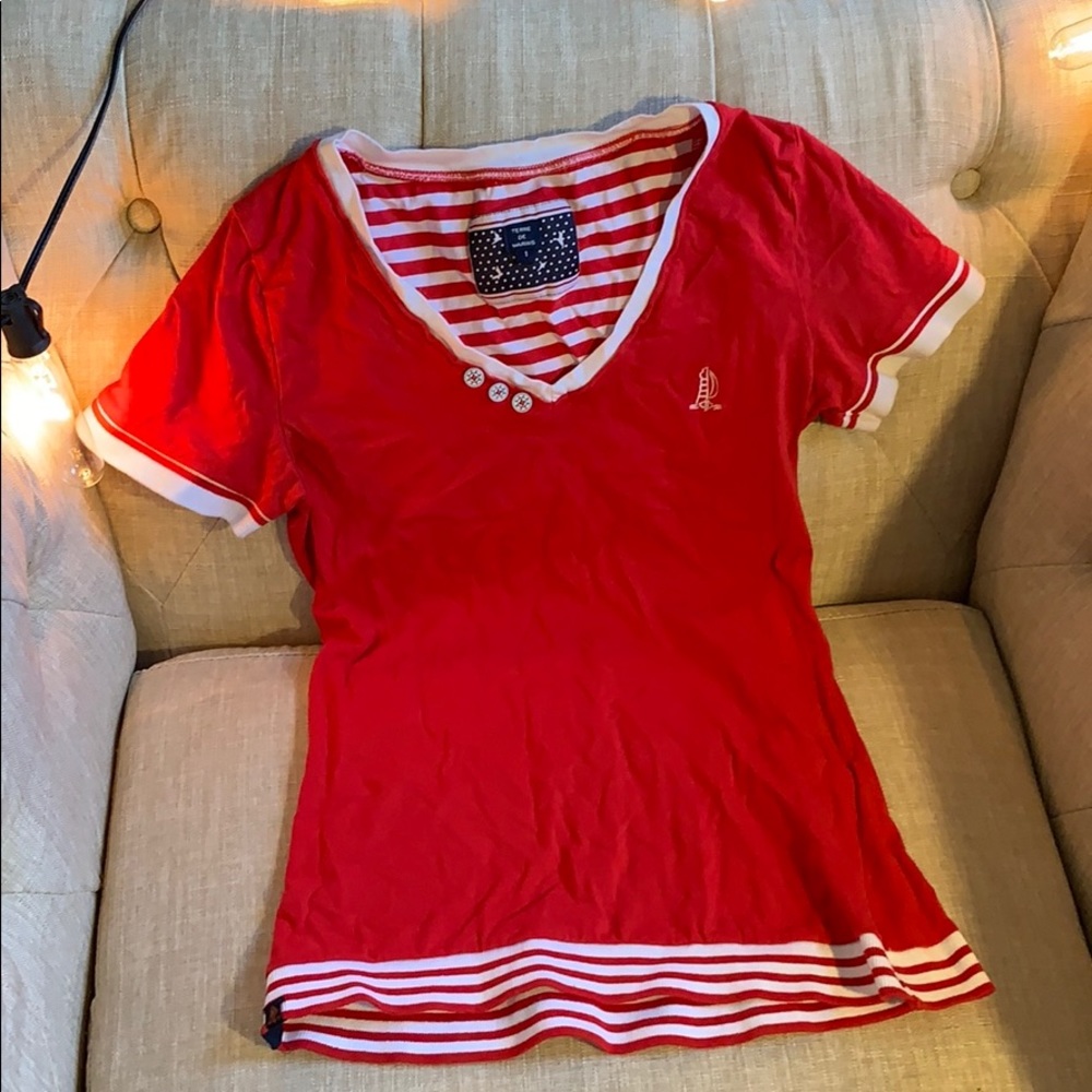 Like New French striped tee/T shirt Red white